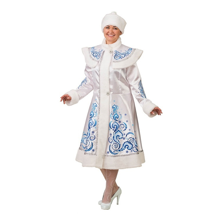 Костюм карнавальный Батик Снегурочка белый размер 52-54 костюм батик мисс санта 110 см