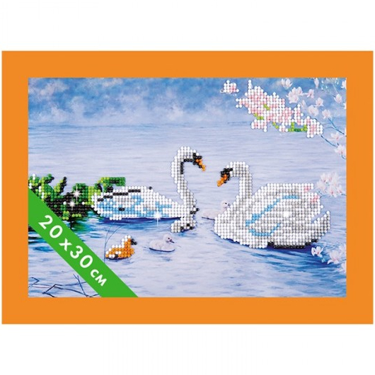 Картина стразами на холсте Maxi Art Лебеди, 20х30 см картина по номерам котеин медвежонок с шариками 12 ов 20х30 см