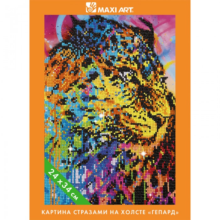 Картина стразами на холсте Maxi Art Гепард, 24х34 см мозаика стразами maxi art тигрята