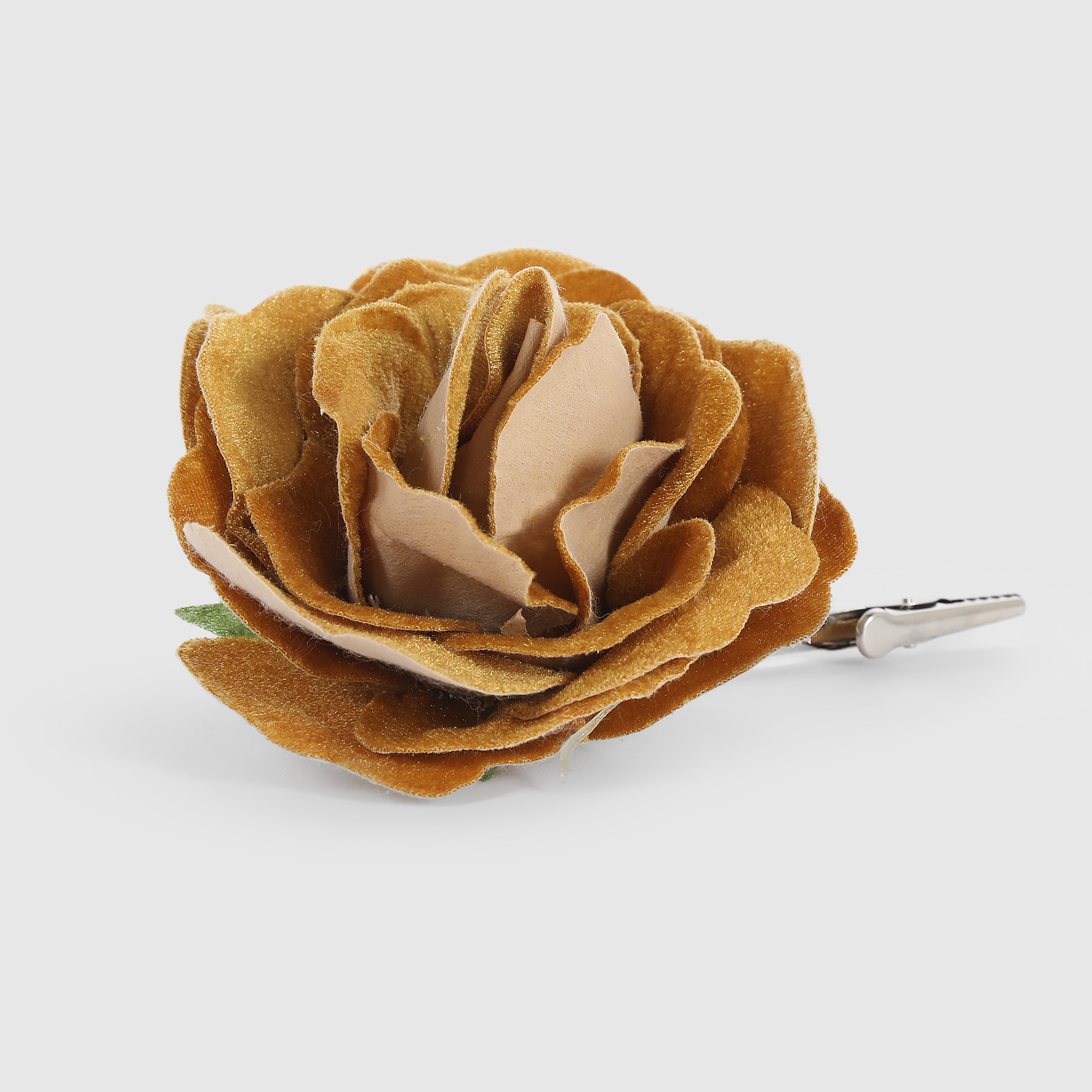 Декоративная роза Edelman ny на клипсе золотистая 12 см, цвет золотистый