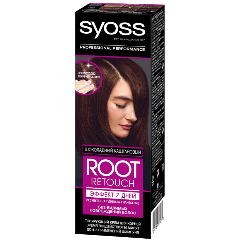 Крем для волос Syoss Root Retoucher тонирующий Эффект 7 дней оттенок 6.68 Шоколадный каштановый, 60 мл тонирующий спрей для волос l oreal paris magic retouch 3 каштановый