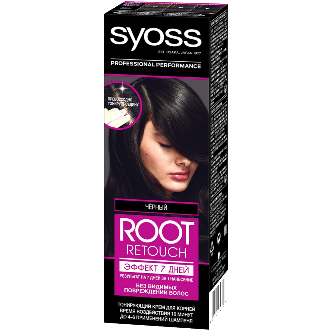 Крем для волос Syoss Root Retoucher тонирующий Эффект 7 дней оттенок 1.0 Чёрный, 60 мл крем для лица ballet натуральный с лецитином тонирующий 40 г