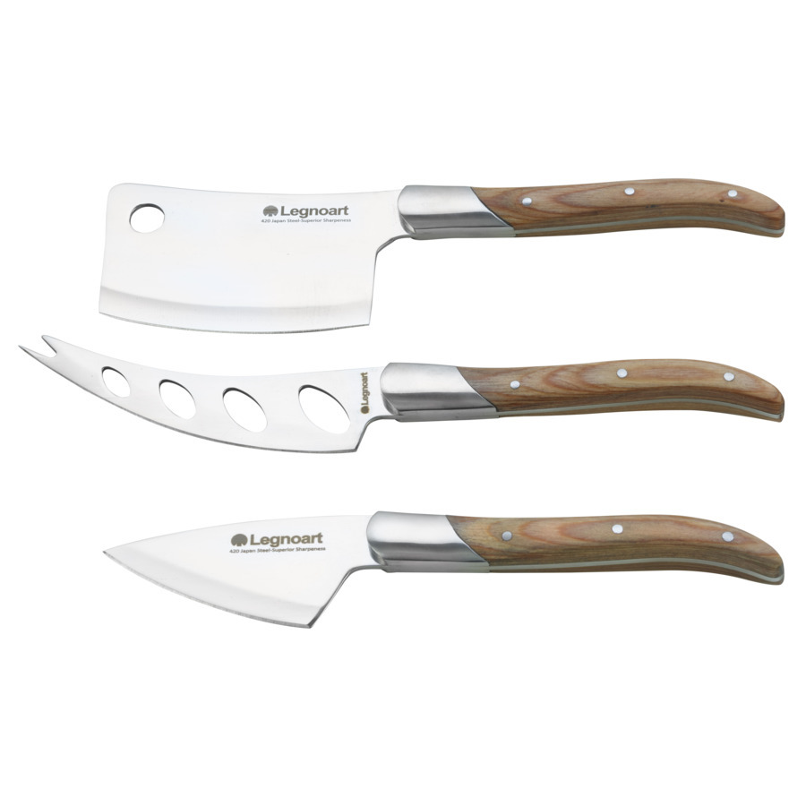 набор ножей для сыра legnoart reggio 3 предмета японская сталь ручки из темного дерева п у Набор ножей для сыра Legnoart Reggio LGA-CK-20B 3 предмета