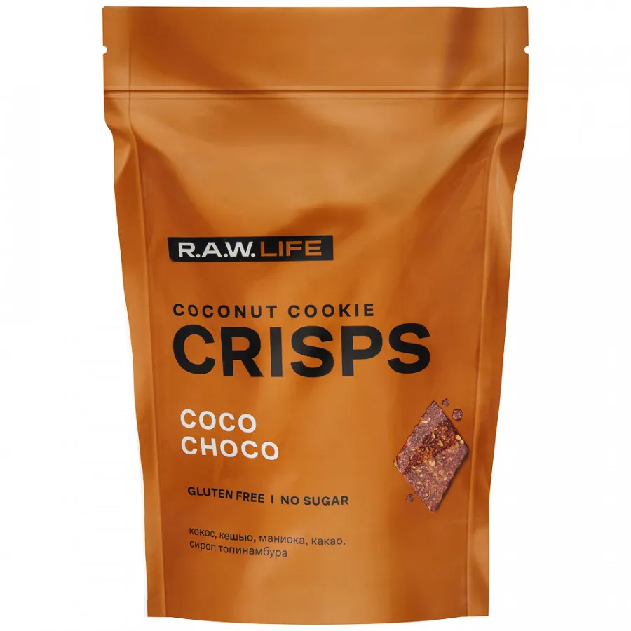 Печенье R.A.W.Life без глютена Кокос, Шоколад без глютена, 75 г сироп rioba кокос 0 7 литра