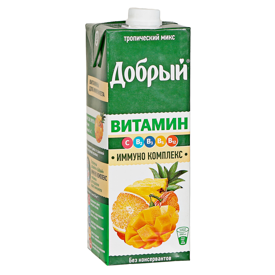 Напиток сокосодержащий Добрый тропический микс, 0,95 л напиток добрый апельсин 0 33 литра с витамином с газ ж б 12 шт в уп