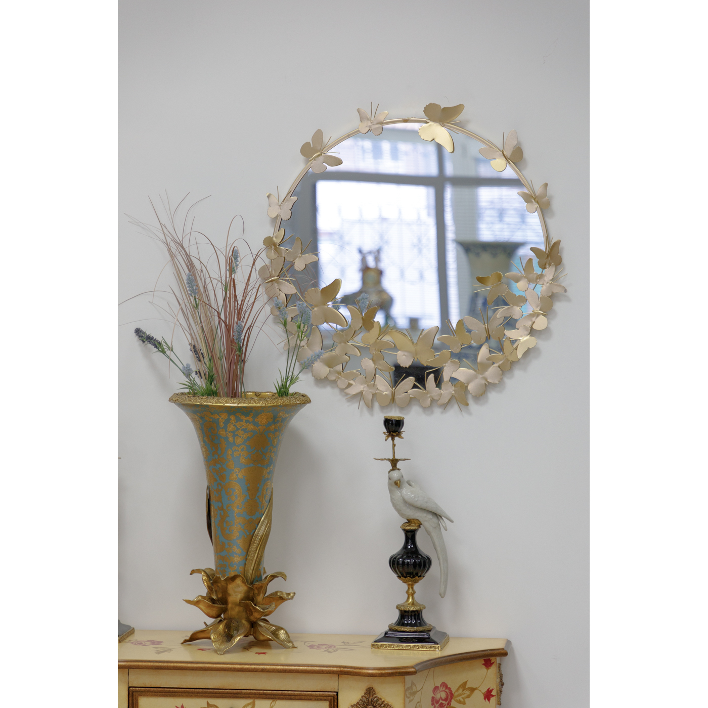 Зеркало настенное с бабочками Glasar 65х2х65см, цвет золотой - фото 2