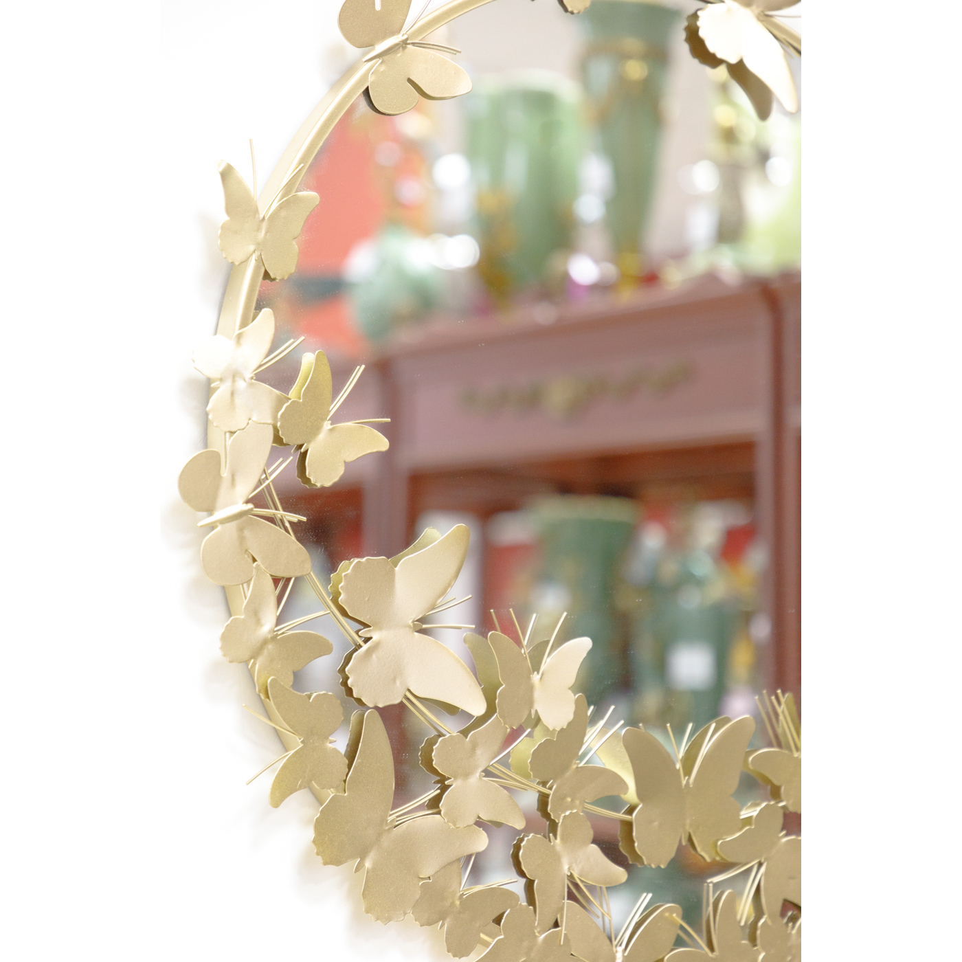 Зеркало настенное с бабочками Glasar 65х2х65см, цвет золотой - фото 4