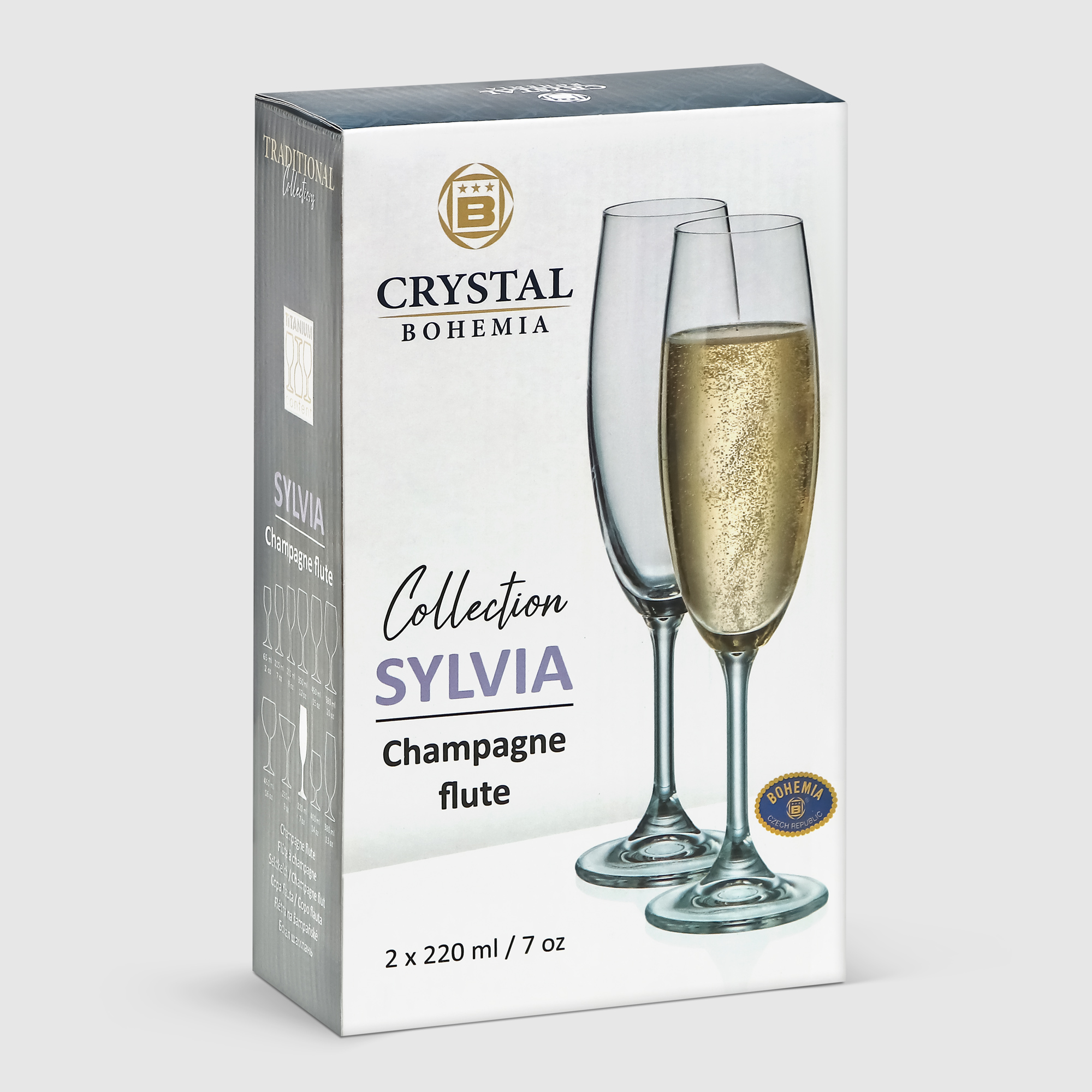 фото Рюмка для шампанского crystalite bohemia sylvia 220 мл 2 шт