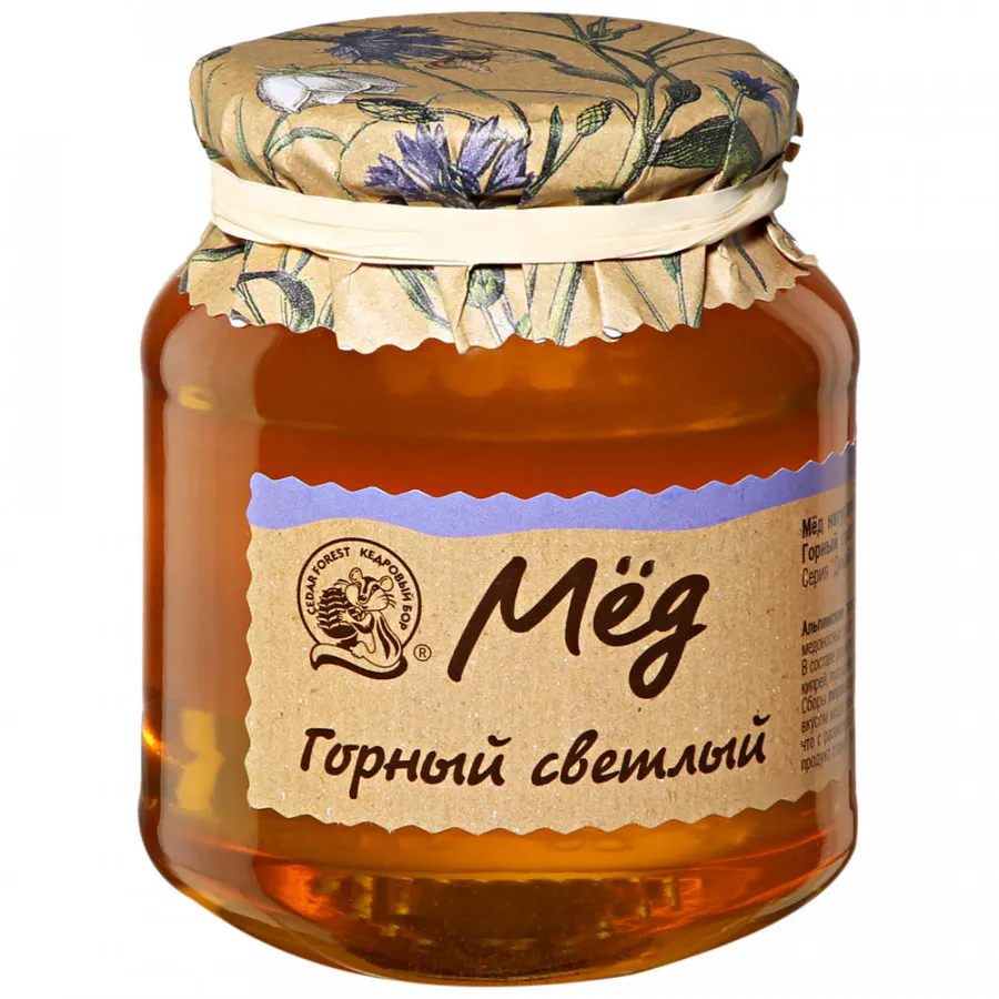 мёд цветочный кедровый бор горный светлый 245 г Мед Кедровый бор Цветочный горный светлый натуральный 500 г