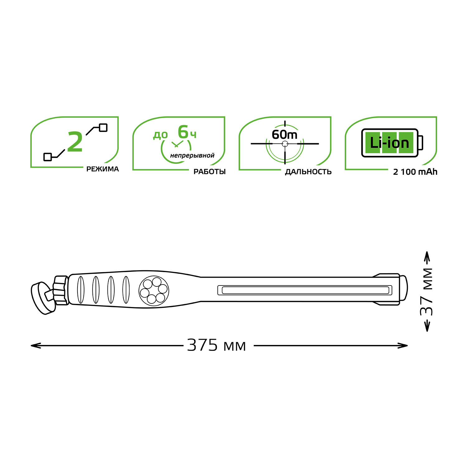 фото Фонарь gauss автомобильный gfl801 8w 500lm li-ion 2100mah диммируемый led