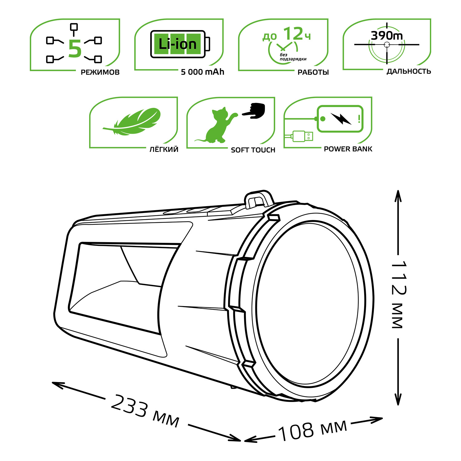 фото Фонарь gauss прожекторный gfl701 5w 280lm li-ion 5000mah диммируемый led