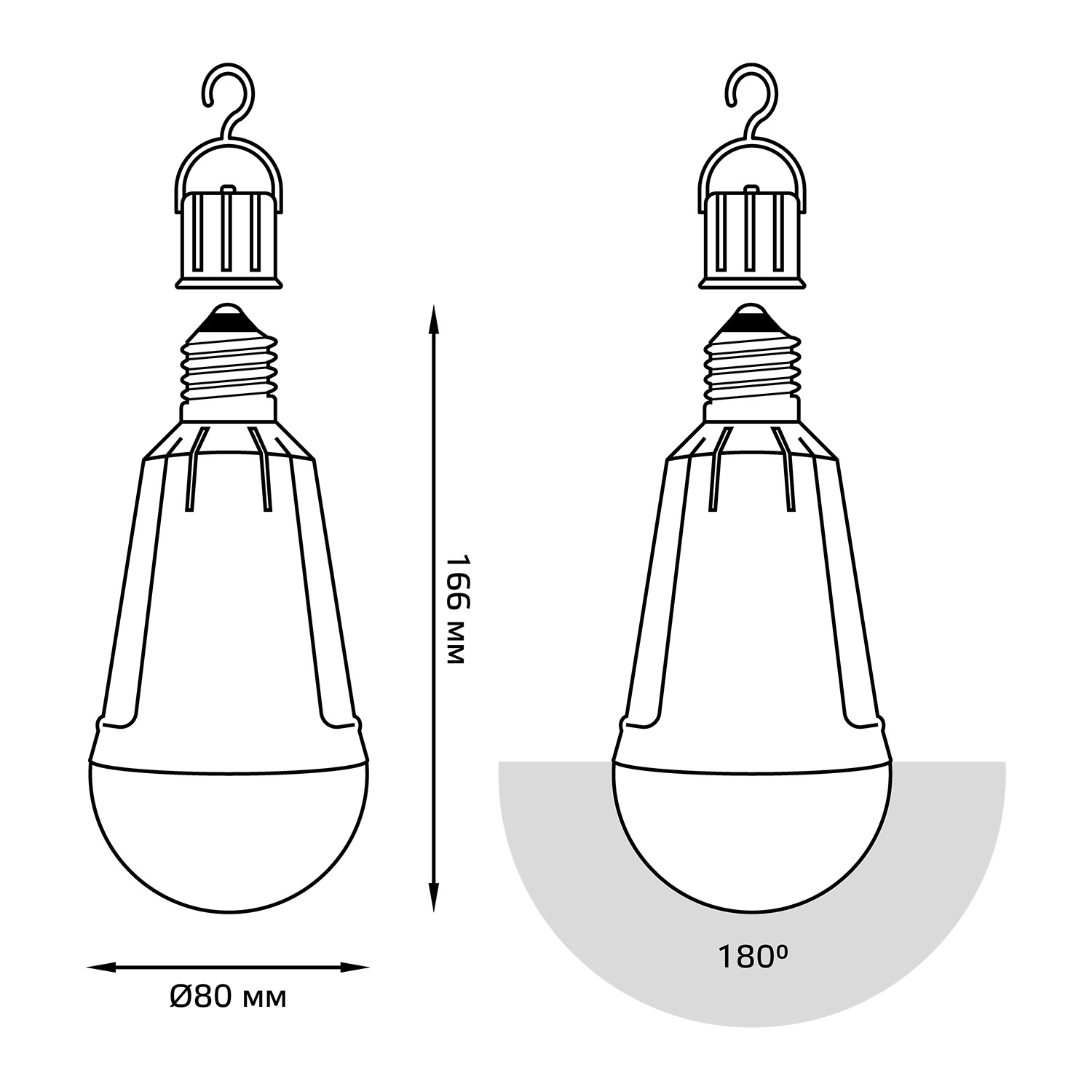 фото Лампа gauss a80 12w 900lm 4100k е27 авар. с li-ion аккумулятором led