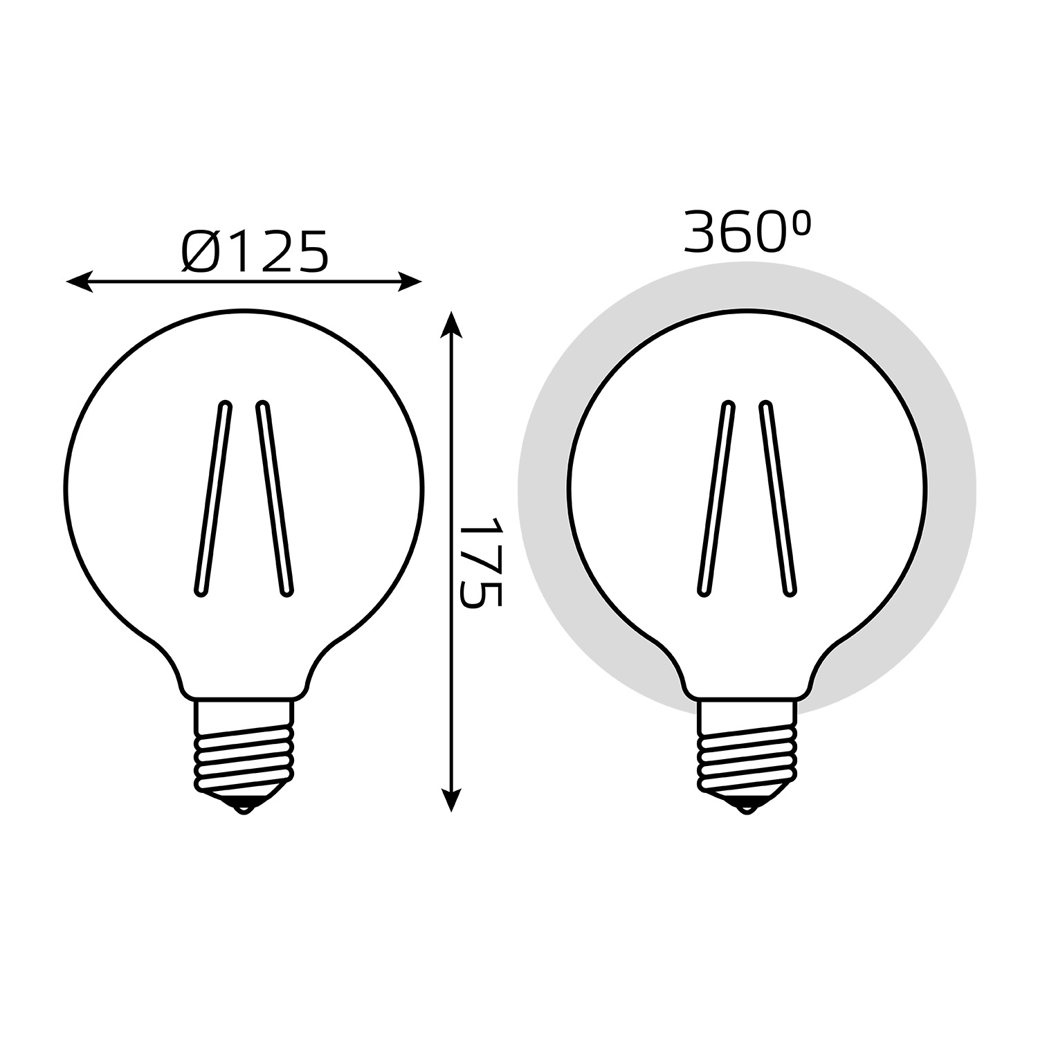 Лампа Gauss Filament G125 10W 820lm 2400К Е27 golden диммируемая LED Вид№6