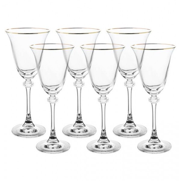 Набор бокалов для белого вина Crystalite Bohemia Asio отводка золото 185 мл 6 шт, цвет прозрачный - фото 1