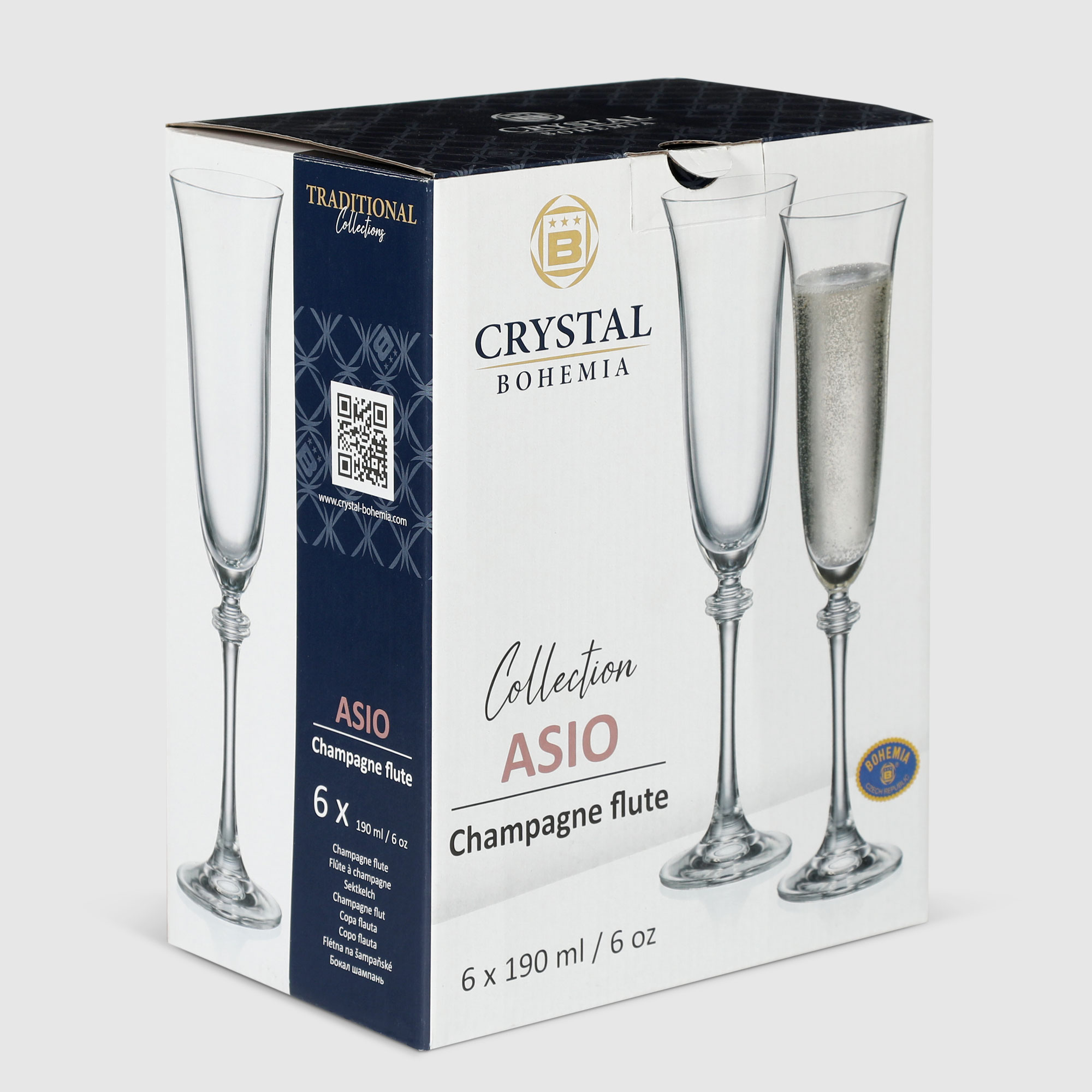Набор рюмок Crystalite Bohemia Asio для шампанского 190 мл 6 шт, цвет прозрачный - фото 4