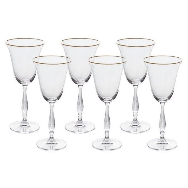 Набор бокалов для белого вина Crystalite Bohemia Fregata отводка золото 185 мл 6 шт - фото 2