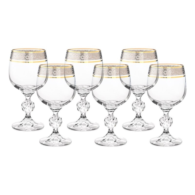 Набор бокалов для белого вина Crystalite Bohemia Sterna панто платина отводка золото 190 мл 6 шт - фото 1