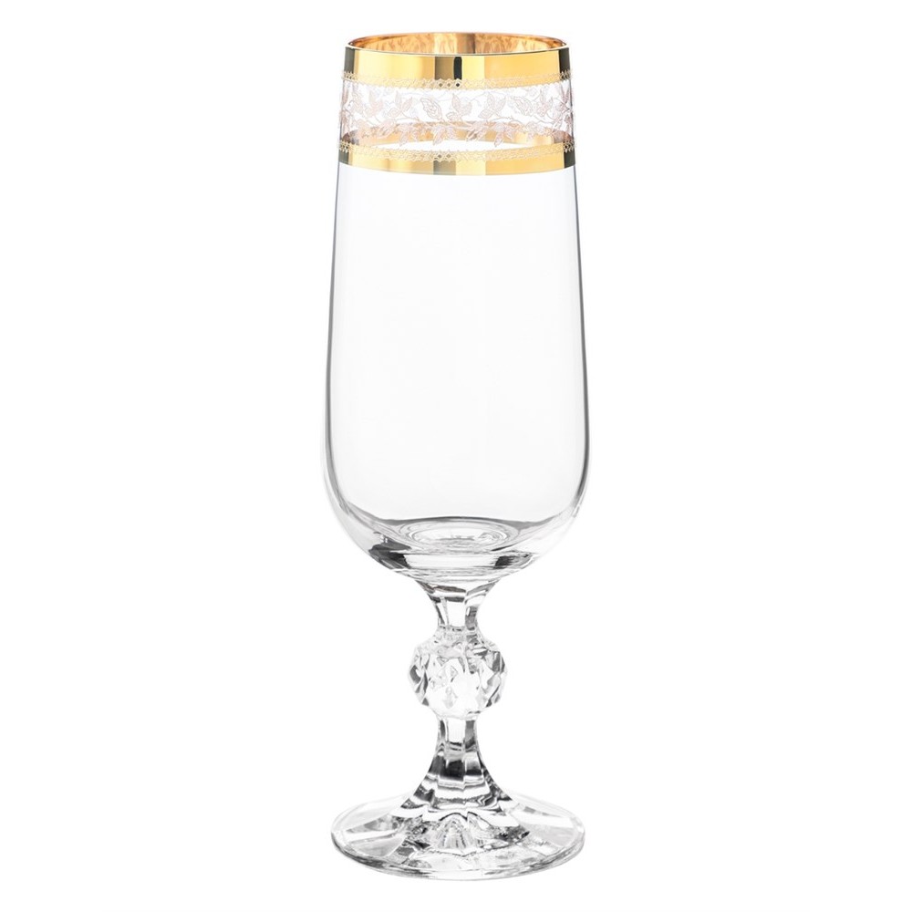 Набор бокалов для шампанского Crystalite Bohemia Sterna панто 2 отводки золото 180 мл 6 шт - фото 2