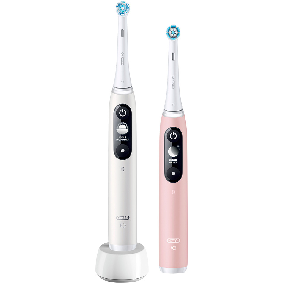Набор электрических зубных щеток Braun Oral-B IO 6 DUO White/Pink Sand набор насадок oral b io ultimate clean для ирригатора и электрической щетки белый 2 шт