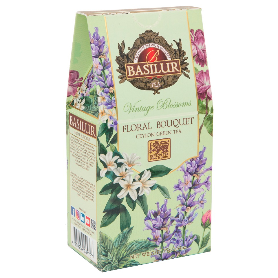 Чай зеленый Basilur Винтажные цветы Цветочный букет, 75 г чай зеленый basilur зеленый галерея лес 100 г