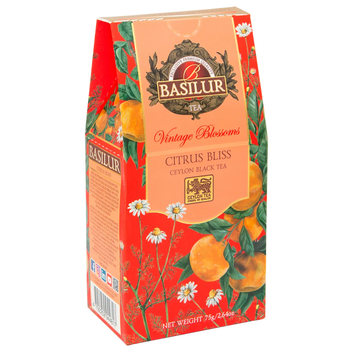Чай черный Basilur Винтажные цветы Цитрусовое наслаждение, 75 г чай зеленый basilur винтажные цветы цветочный букет 75 г