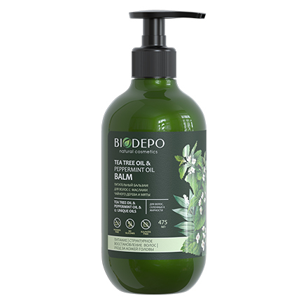 Бальзам Biodepo питательный для волос с маслами чайного дерева и мяты, 475 мл бальзам для волос питательный с эфирными маслами чайного дерева и мяты 475мл