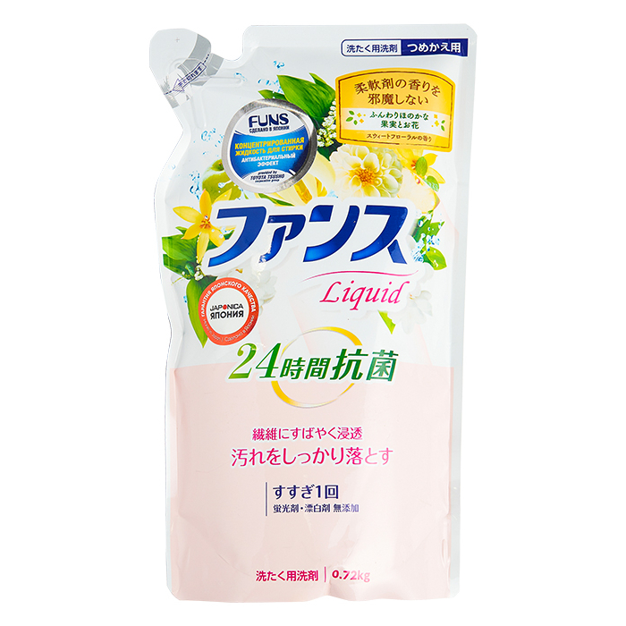 Жидкое средство Daiichi Funs для стирки белья с антибактериальным эффектом, концентрат, сменная упаковка, 720 мл цена и фото