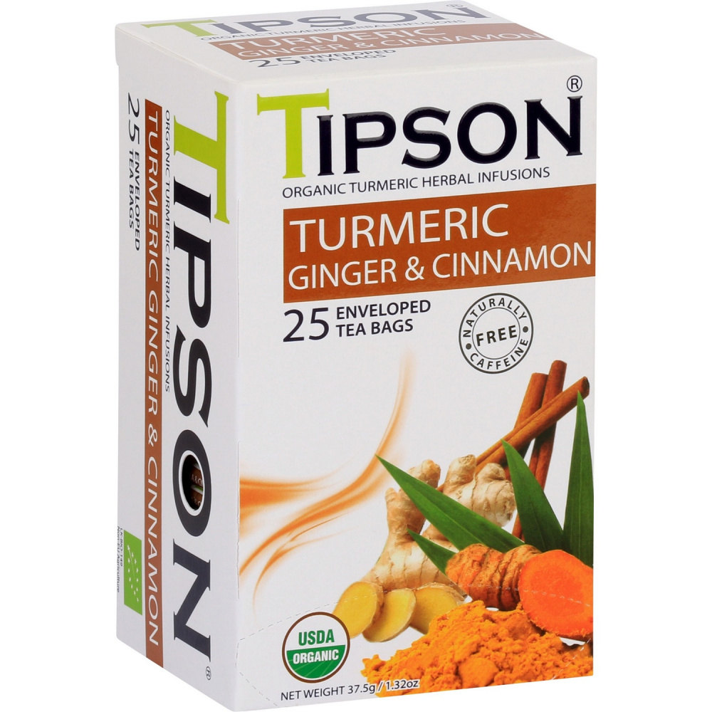 Чай органический Tipson Куркума и имбирь с корицей, 25 пакетиков