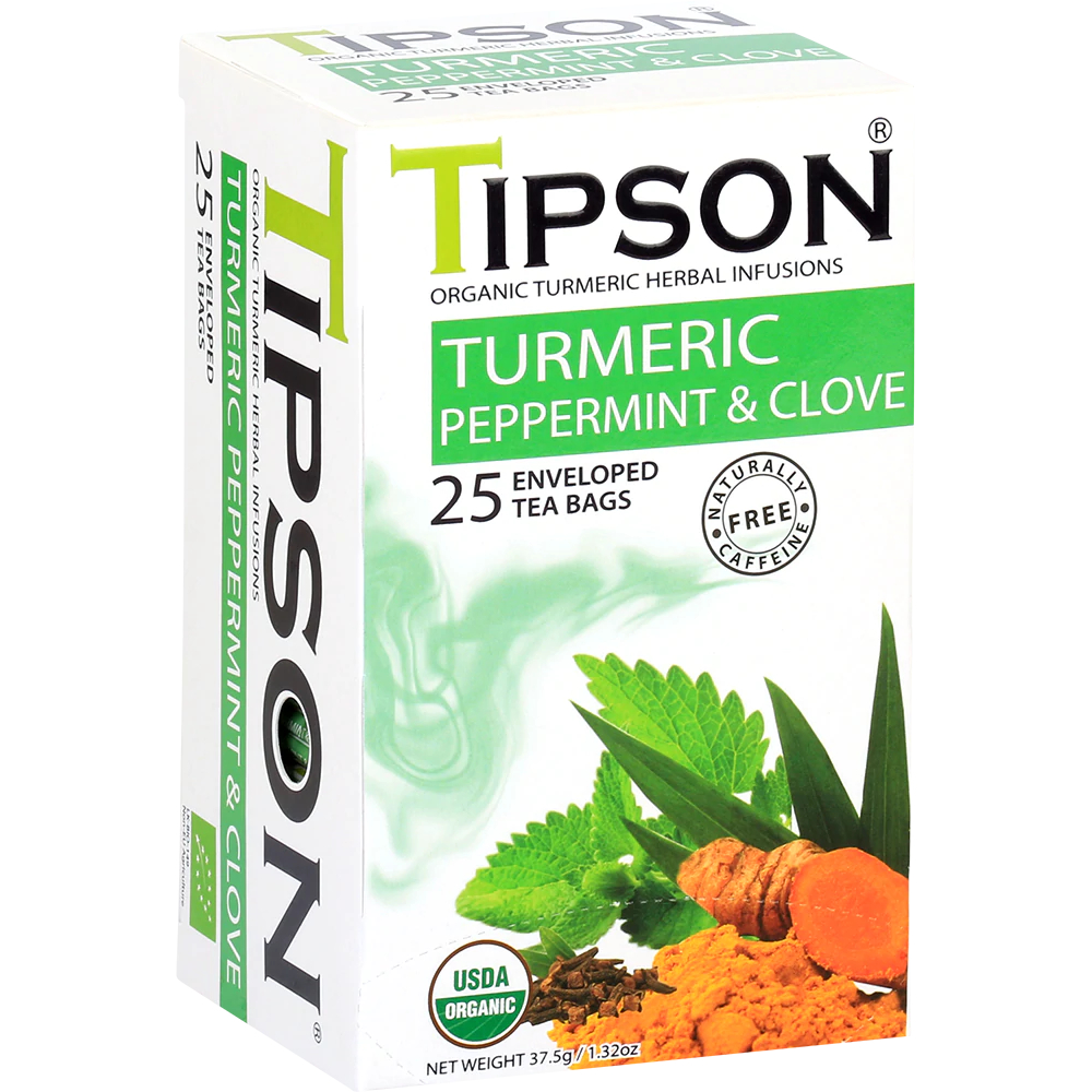 Чай органический Tipson Куркума и мята с гвоздикой, 25 пакетиков