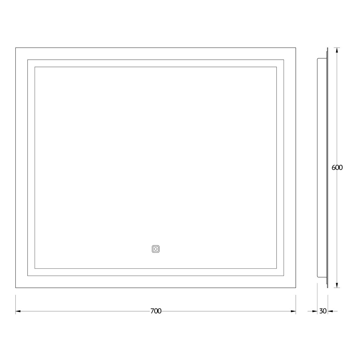 Зеркало Evoform со встроенным LED-светильником 22 W 70х60 см Сенсорный выключатель Вид№4