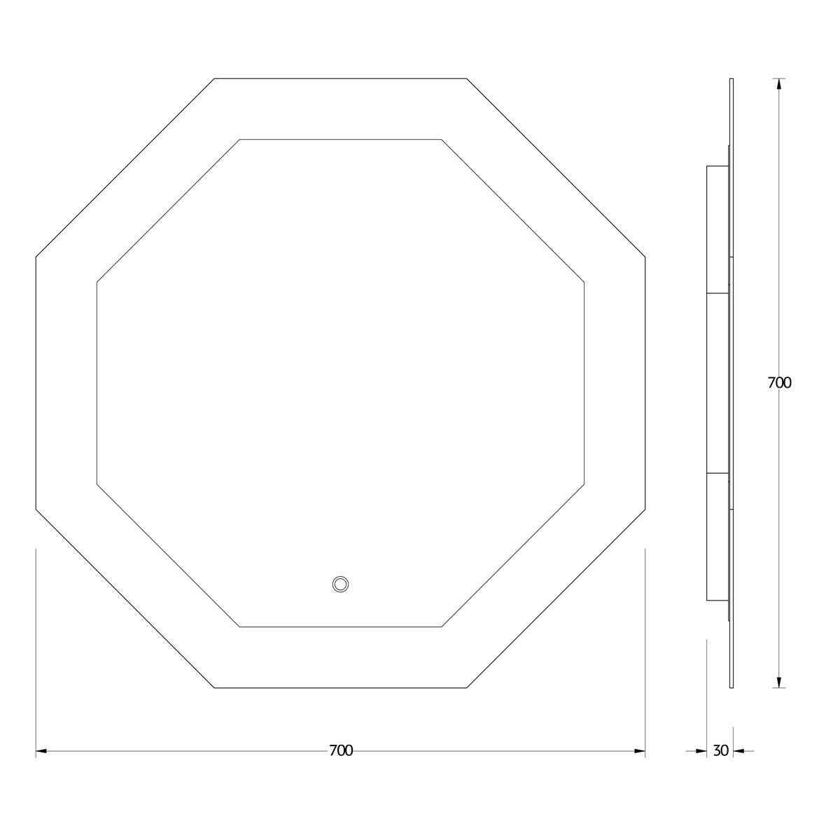 Зеркало Evoform с LED-подсветкой 22,5 W 70х70 см Сенсорный выключатель Нейтральный белый свет Вид№4