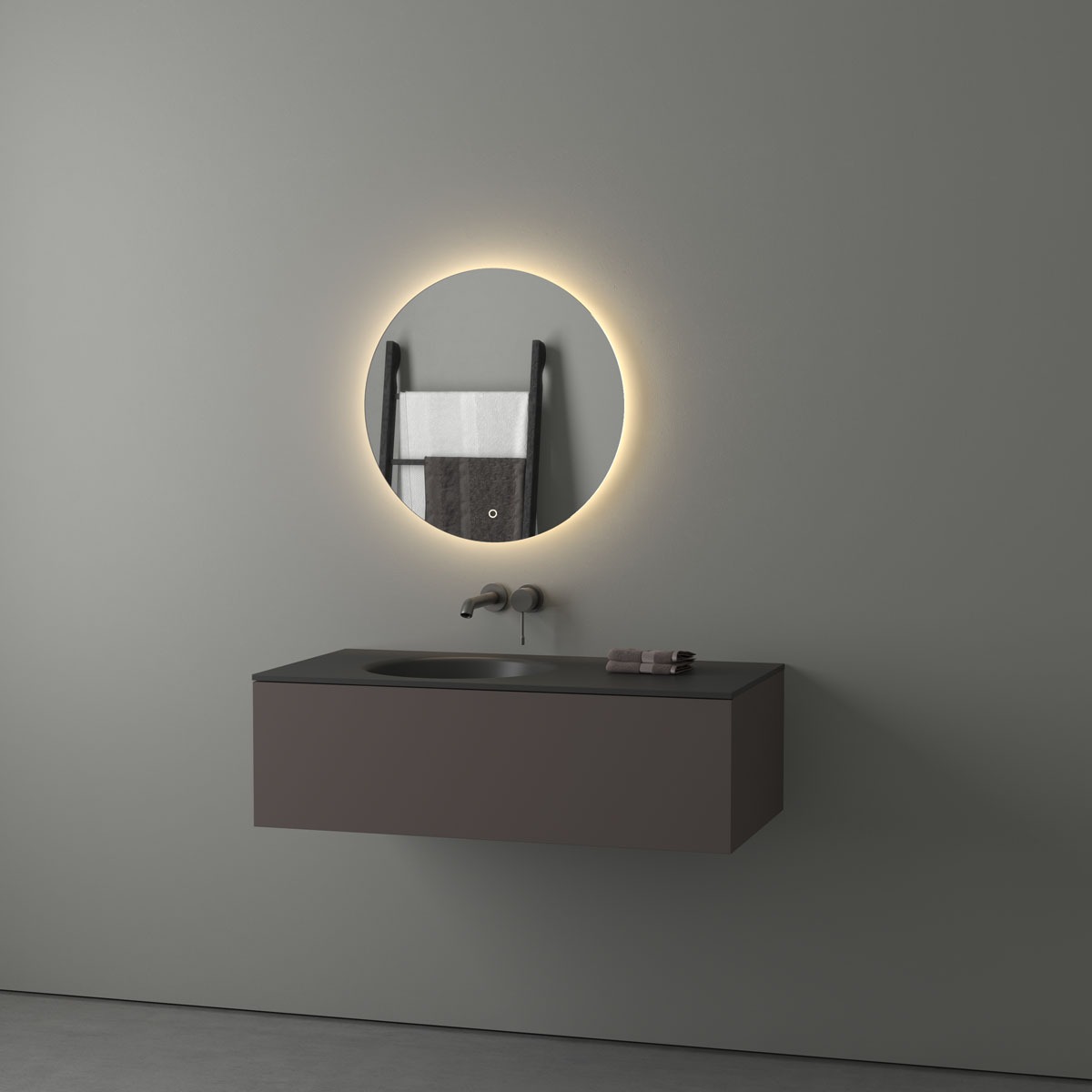 фото Зеркало evoform с led-подсветкой 15 w ø60 см сенсорный выключатель теплый белый свет
