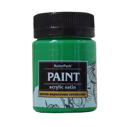 Краска сатиновая KolerPark зеленый 50 мл краска сатиновая kolerpark фуксия 150 мл