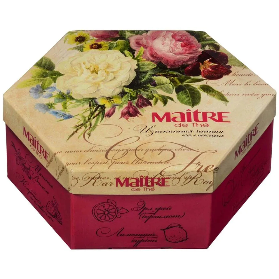 Набор чая Maitre de The Цветы 12 вкусов, 120 г набор 7 в 1 фляжка 8 oz черная 4 рюмки воронка шахматы 18 х 24 см