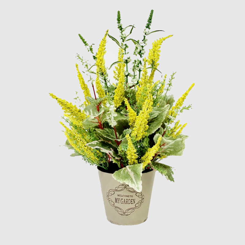 Композиция Конэко-О из лаванды в керамическом кашпо, желтая цветок искусственный конэко о в подвесном керамическом кашпо