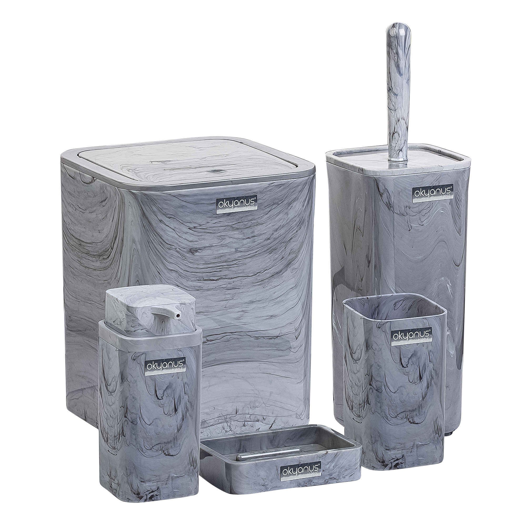 Набор аксессуаров для ванной Ag concept 5 предметов серый мрамор