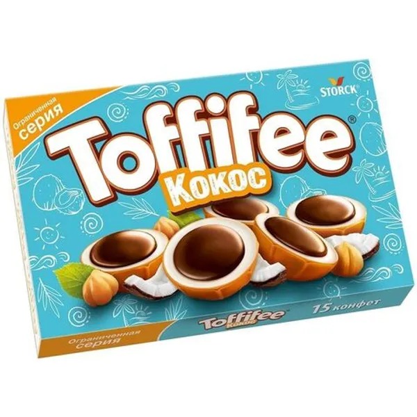 Конфеты Toffifee кокос 125 г коробка складная под 4 конфеты с окном крафт 12 6 х 12 6 х 3 5 см