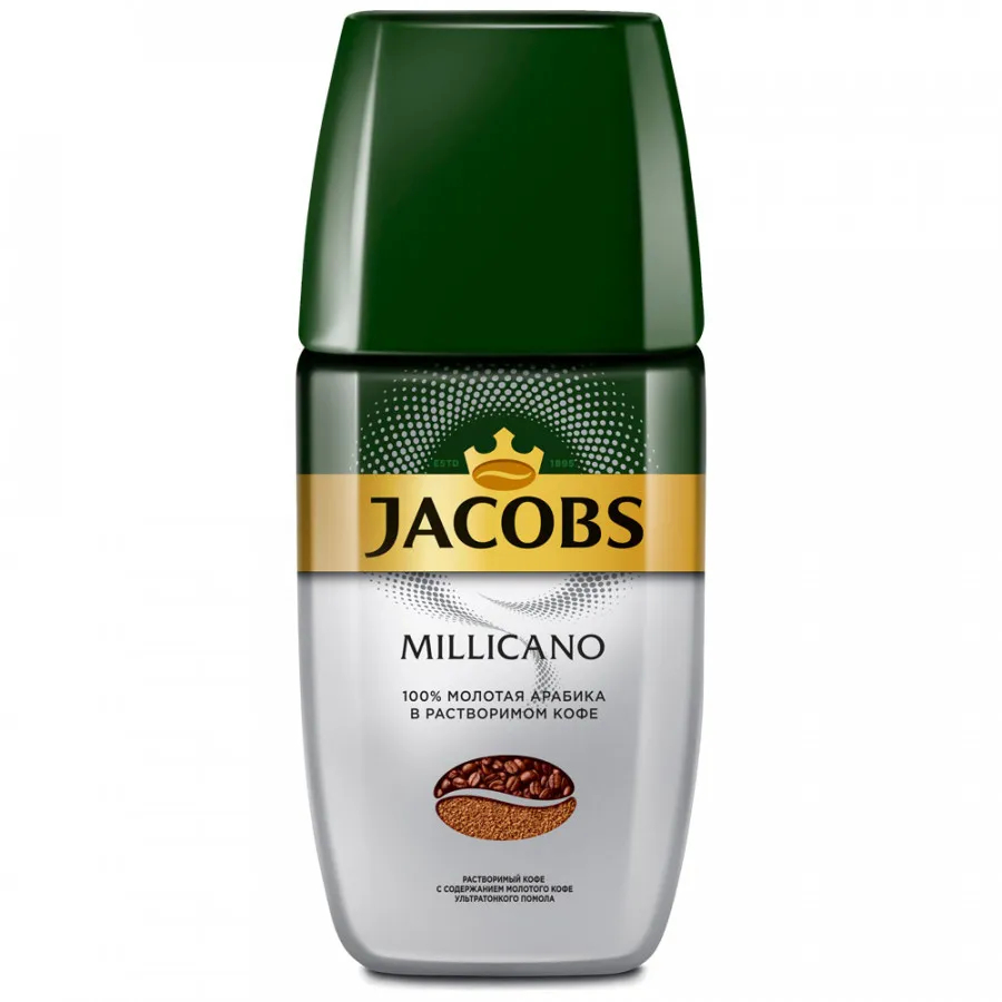 Кофе Jacobs Millicano молотый в растворимом, 160 г кофе растворимый jacobs gold 190 г стеклянная банка