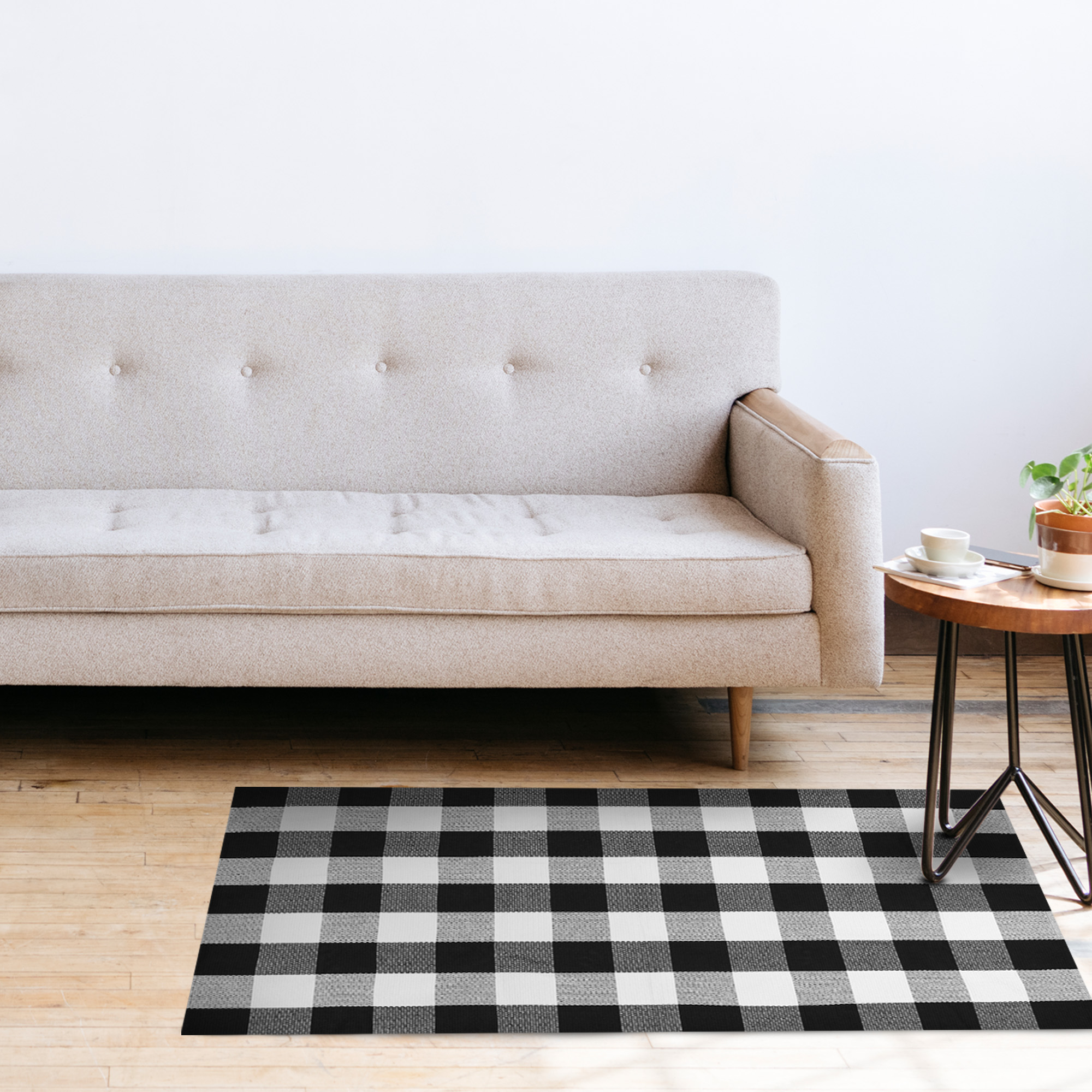 Коврик придверный X Y Carpet хлопковый чёрно-белый 60х90 см, цвет черный - фото 5