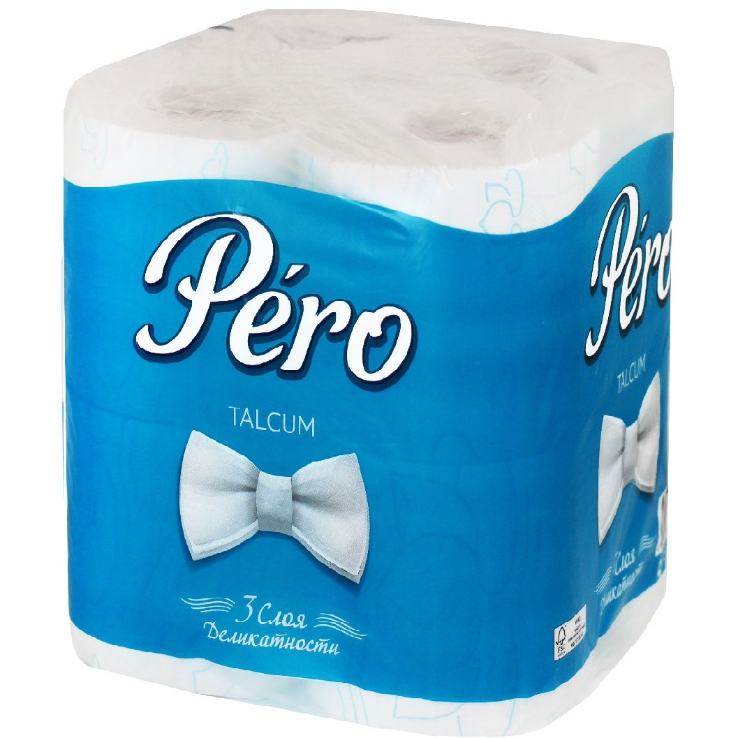 Туалетная бумага Pero Talcum 3-слойная, 6 рулонов, белая туалетная бумага zewa deluxe белая 3 слоя 12 рулонов