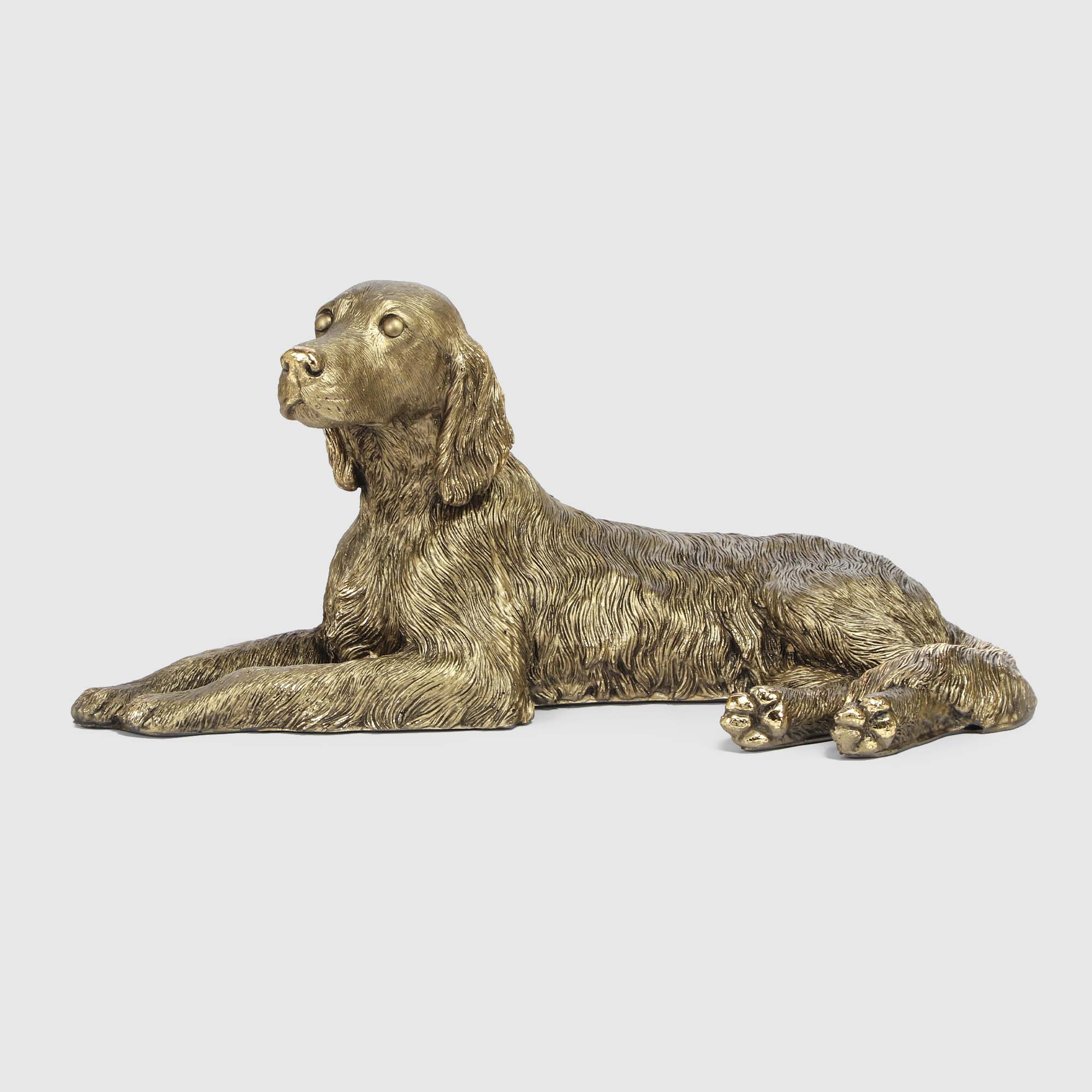Декоративная  фигура Тпк полиформ собака-охотница лежит н-26cм,l-57см бронза фигура садовая собака йорк с щенками h30 см