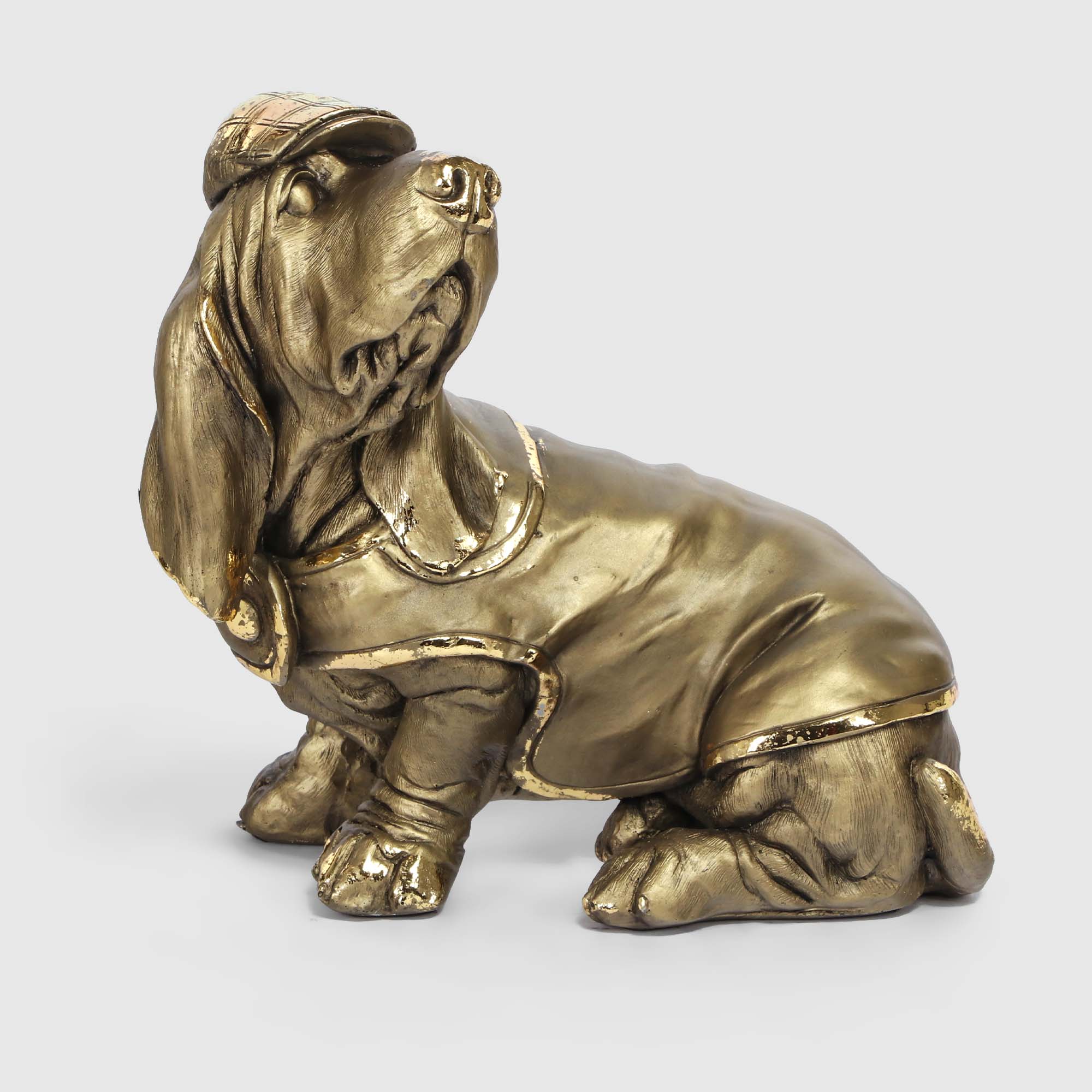 Декоративная  фигура Тпк полиформ пес-такса в кепке н-24см бронза