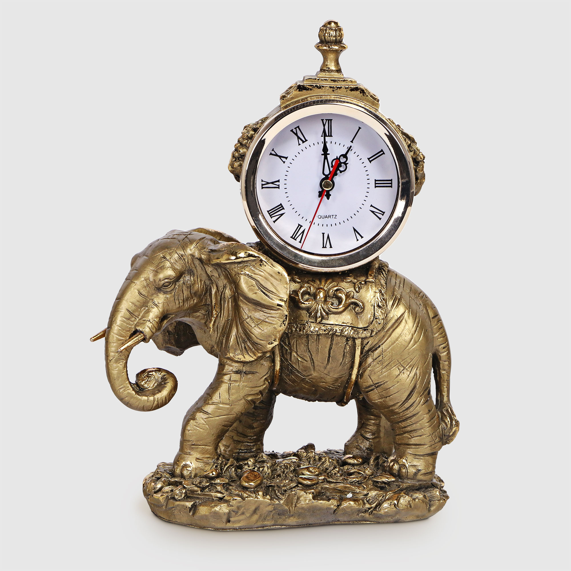 Часы Тпк полиформ слон на камне бронзовый, высота 31 см лошадь на камне тпк полиформ бронзовая 23х33х8 см
