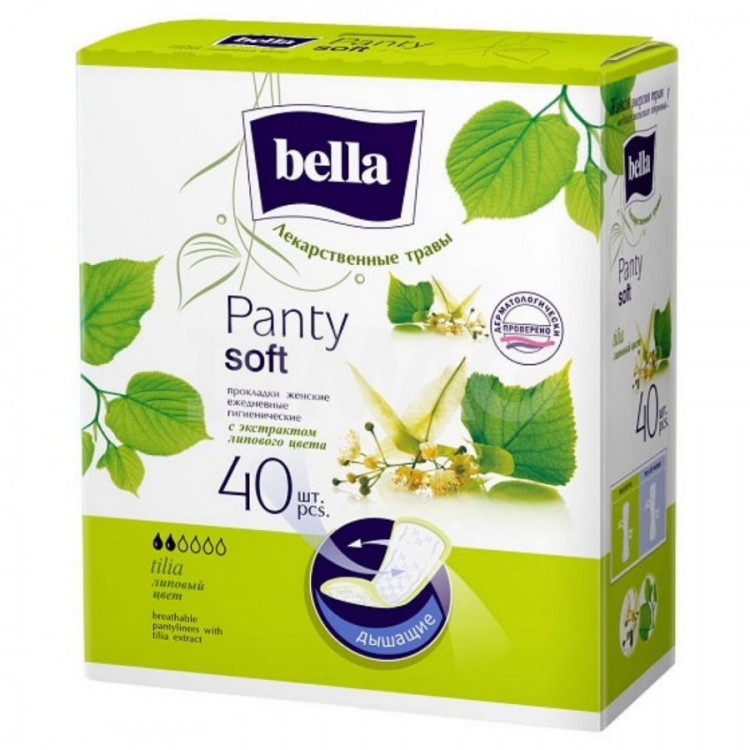 Прокладки Bella Panty Soft Herbs Tilia с экстрактом липового цвета, ежедневные, 40 шт