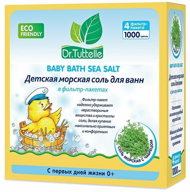 Детская соль для ванн Dr.Tuttelle с чабрецом 1000 г dr tuttelle детская морская соль для ванн натуральная 500
