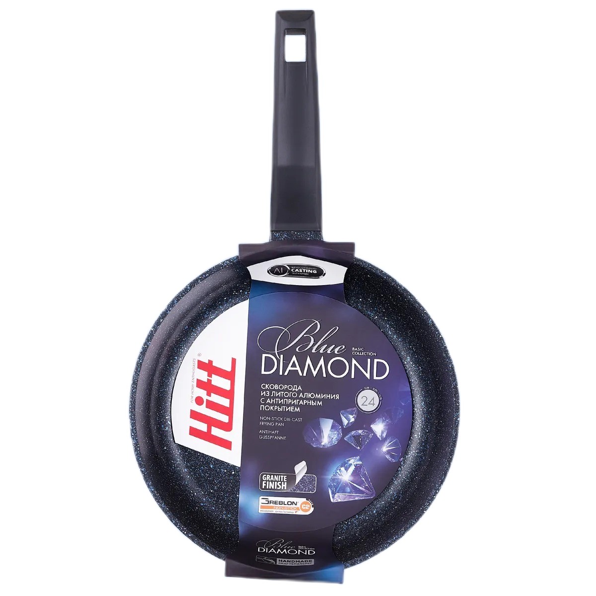 Сковорода Hitt Blue Diamond 24 см, цвет черный - фото 4