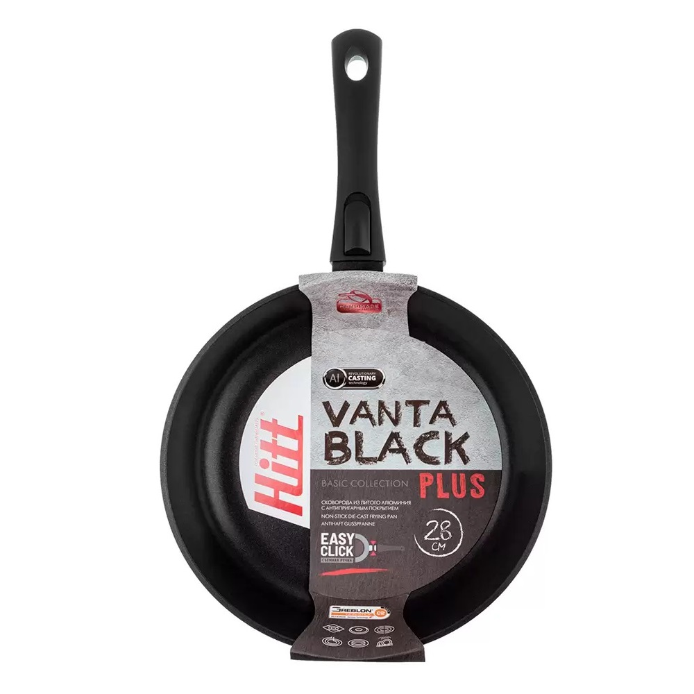 Сковорода Hitt Vantablack Plus съемная ручка 28 см, цвет черный - фото 7