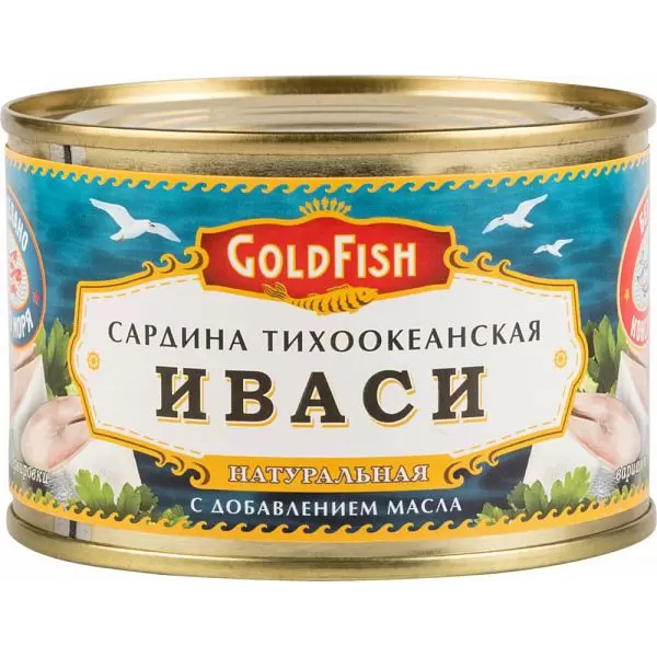 Сардина тихоокеанская GoldFish Иваси 250 Г сардина иваси доброфлот тихоокеанская в томатном соусе 245 г