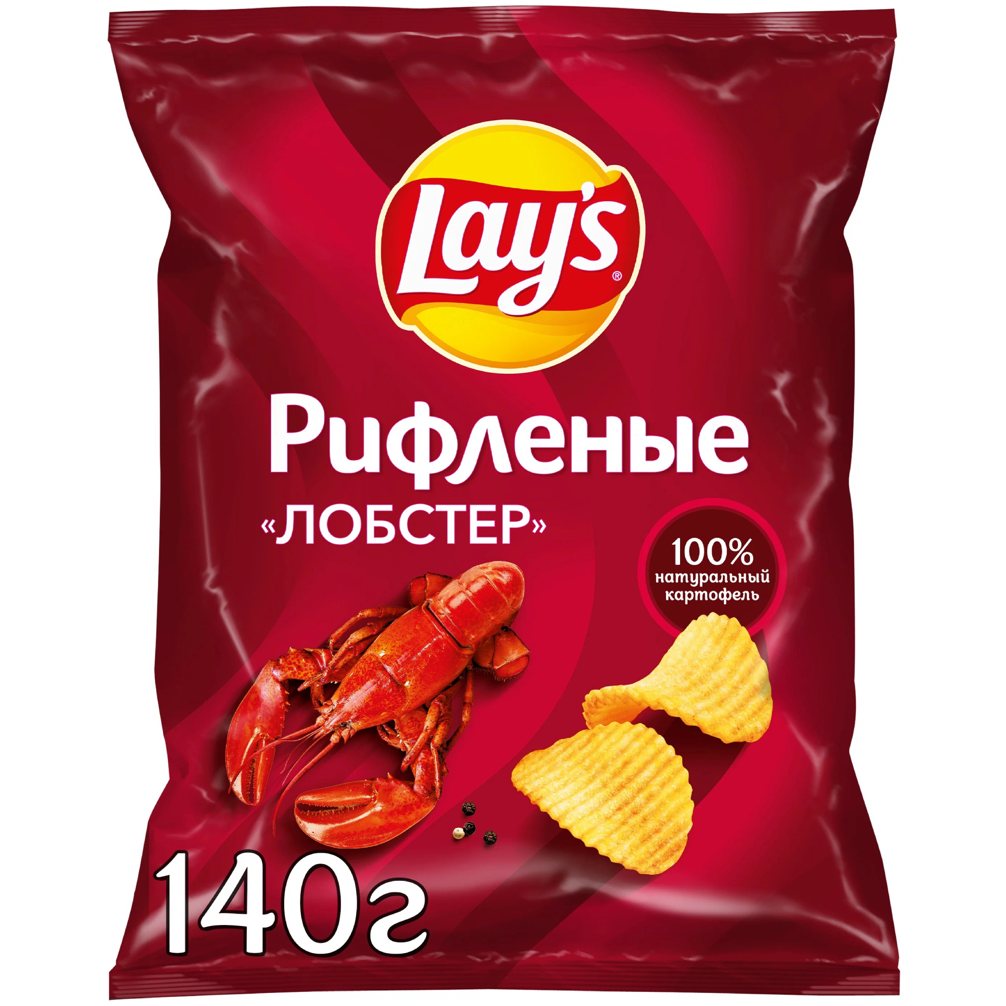 Картофельные чипсы Lays рифленые Лобстер 140 г