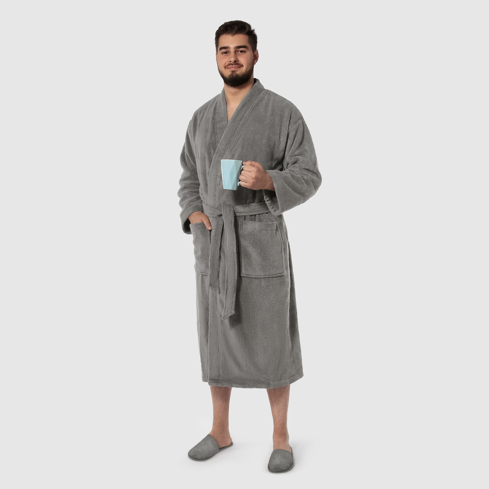 Мужской халат Maisonette Parla светло-серый S халат мужской asil sauna kimono brown l вафельный